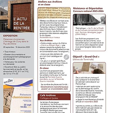 Votre année scolaire 2025-2026 aux Archives départementales du Puy-de-Dôme